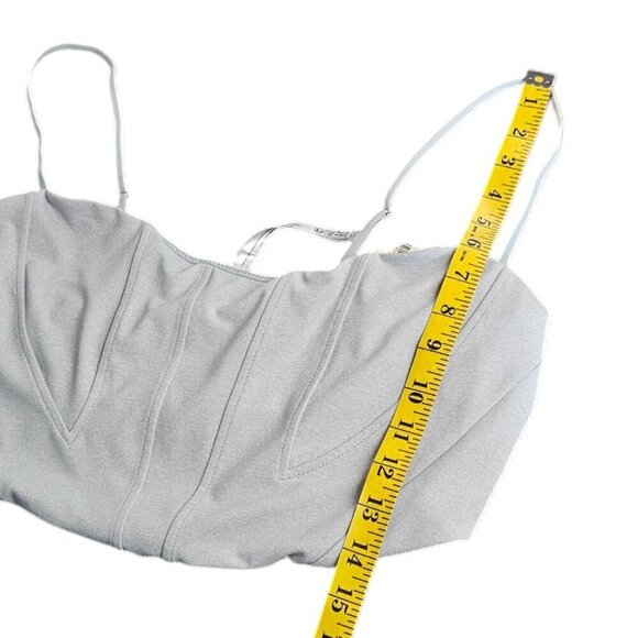 Anthropologie Knit Corset Crop Top, Stretch, Grey Heathered Size Large, NWT - Picture 3 of 8